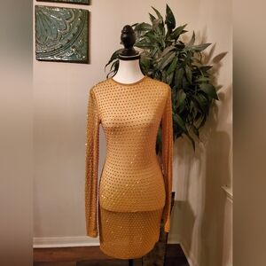 Pretty Little Things Chartreuse Embellished Mesh Bodycon Dress Sz 2